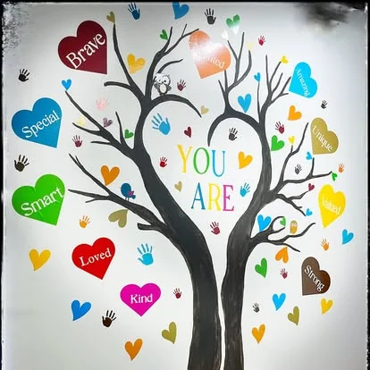 Children's ministry artwork with encouraging words